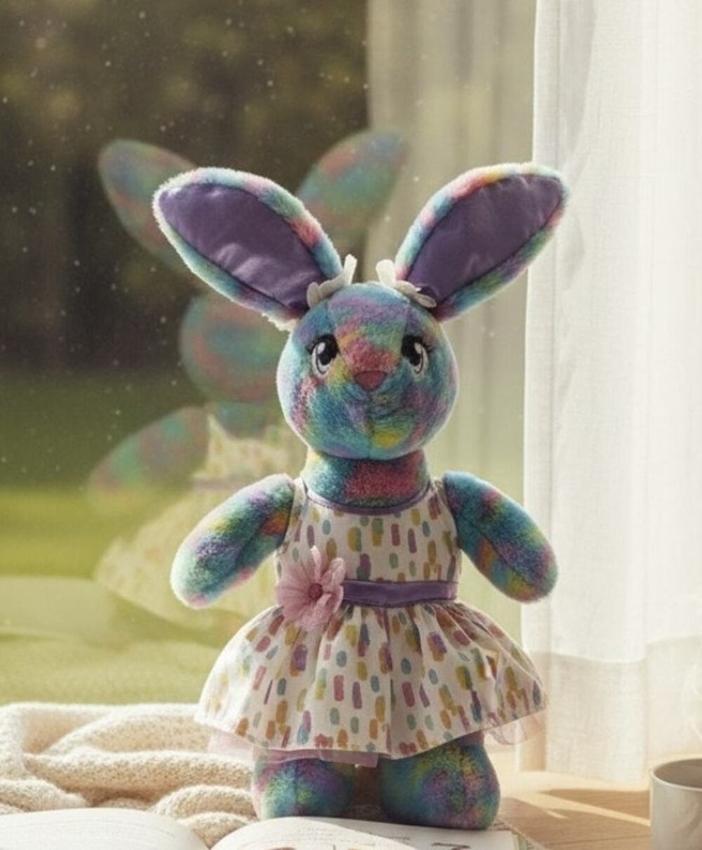 Build-A-Bear Color Burst Tie Dye Bunny Rabbit Plush 16" Stuffed Animal BAB